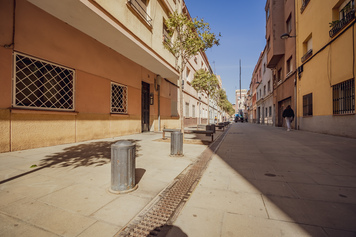 31. Cambiar los pilones de hierro por tiestos en la calle del Maresme 